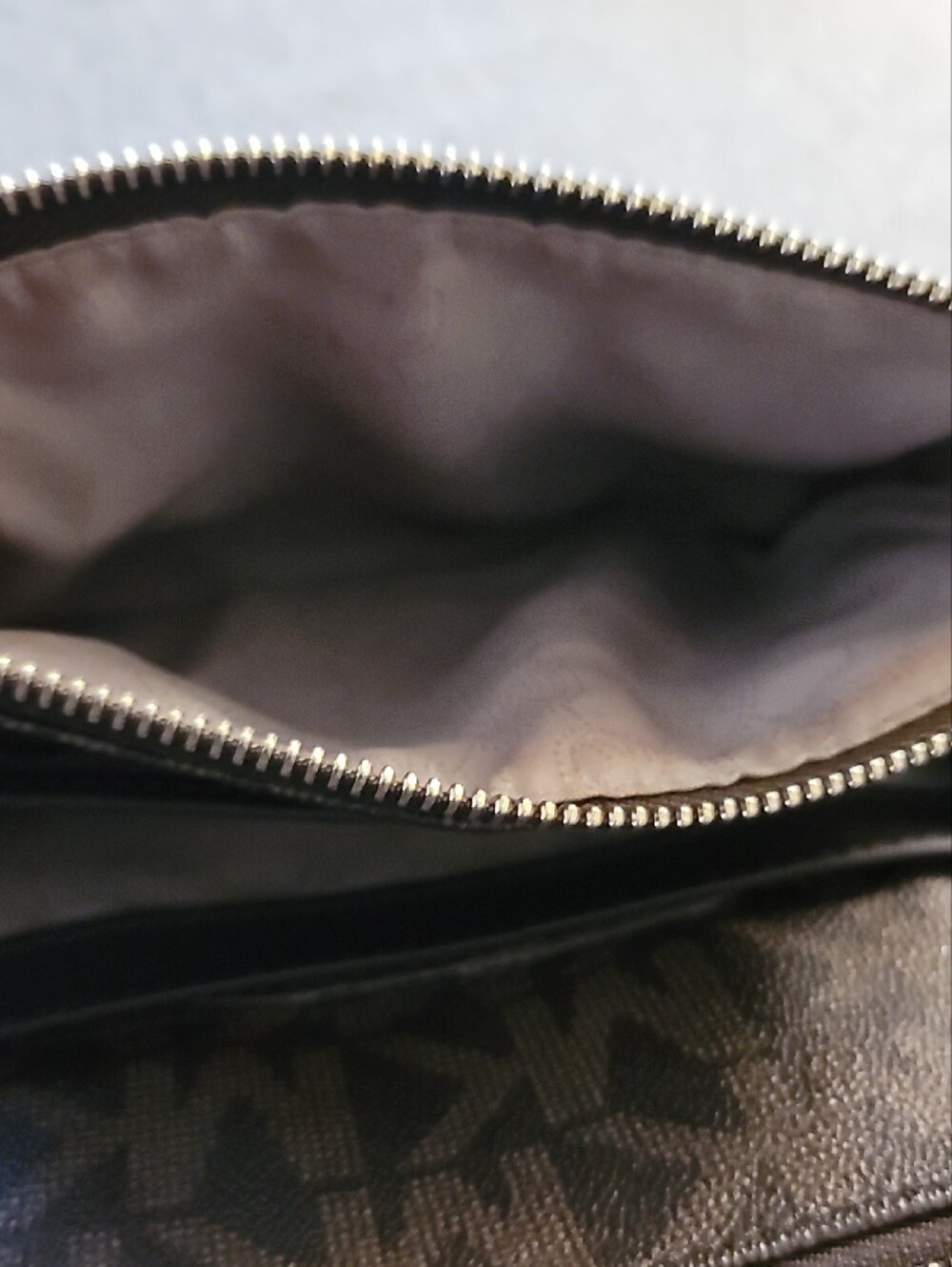 Michael Kors Brown Logo Crossbody with Tan Leather Flap and Gold MK Emblem - Picture 14 of 16